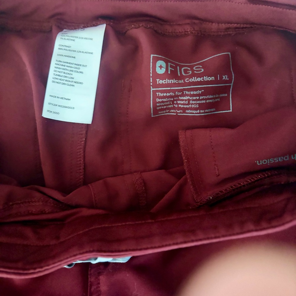 Figs Maroon Technical Collection Pants